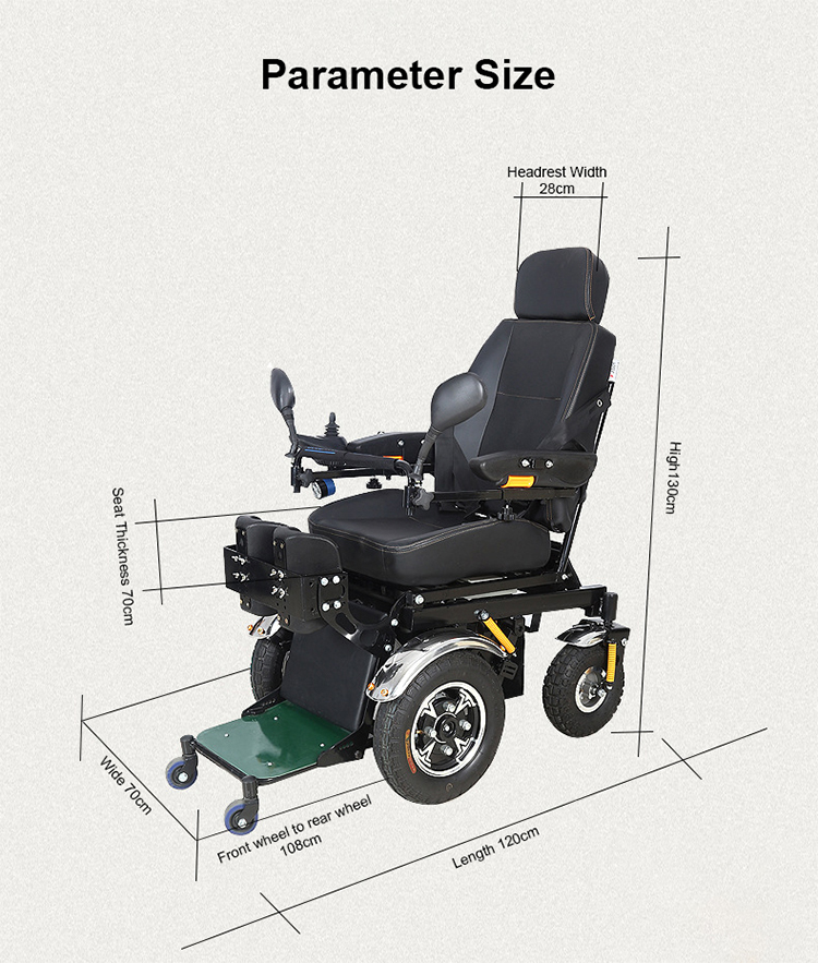 Cadeira de rodas elétrica reclinável com deficiência